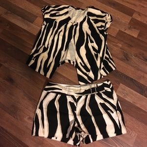 Zebra print short & cape set